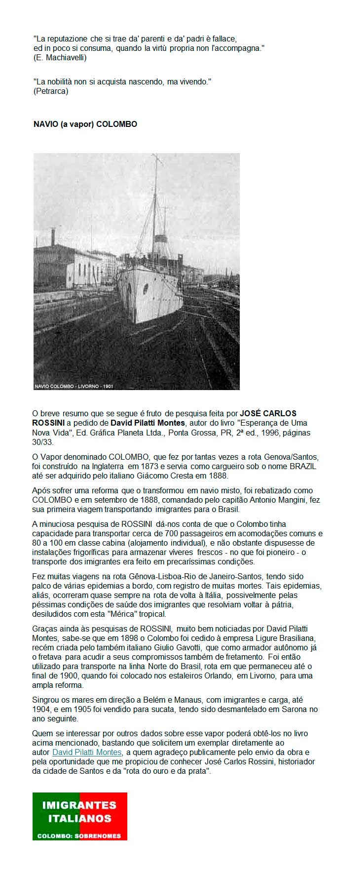 Histórico Navio Colombo